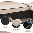 thumbnail image 2 of Walsunny 8 Pieces Patio Wicker Rattan Fire Pit Furniture Conversation Sets with Outdoor Sectional Sofa,45" Gas Propane Fire Pit Table,Glass Coffee Table,Black Rattan Khaki Cushion, 2 of 8