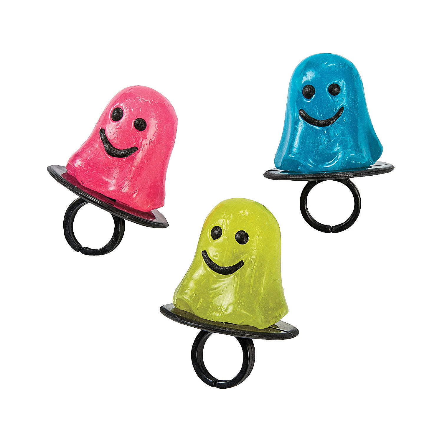 Neon Ghost Ring Lollipops, Edibles, Halloween, 12 Pieces