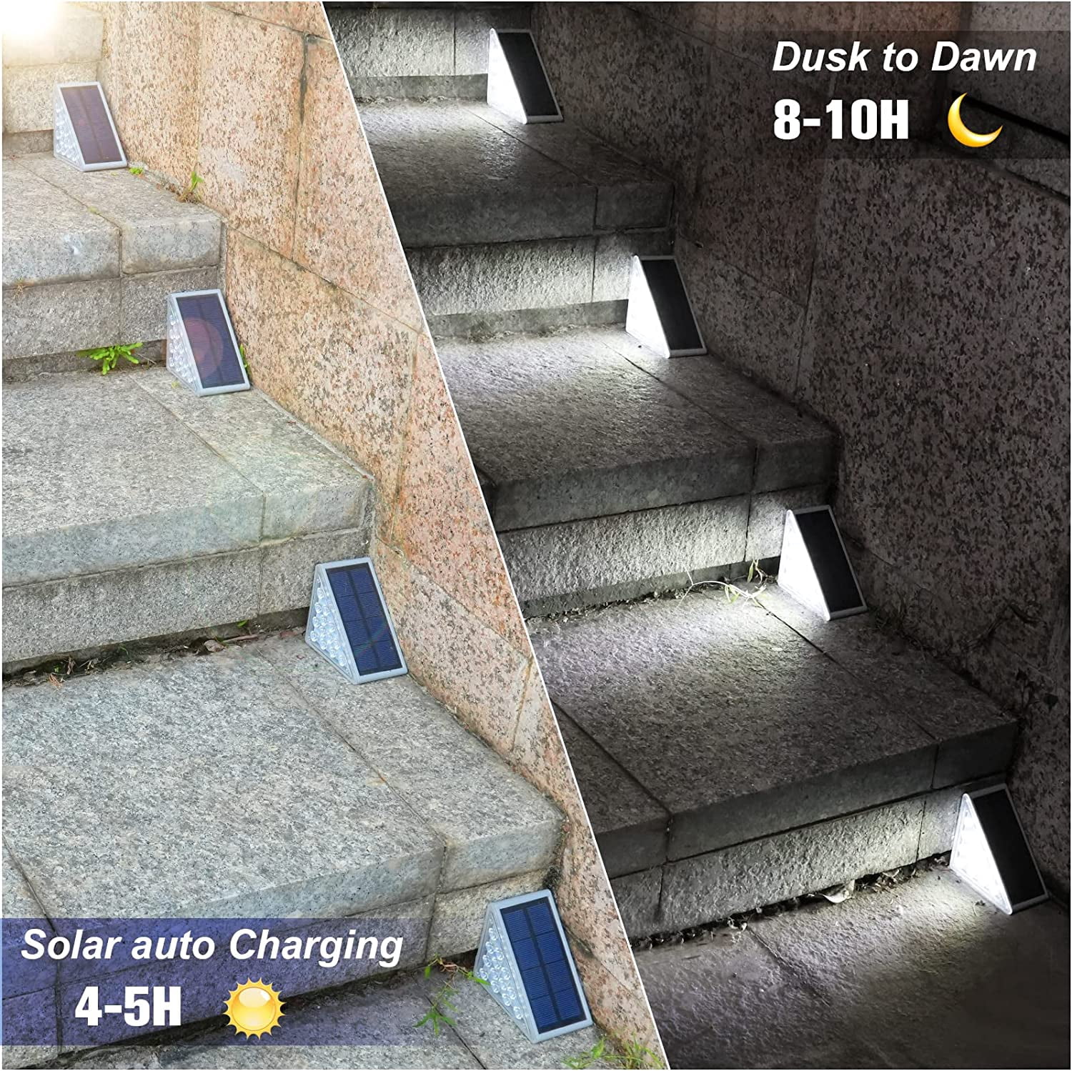 Solar Step Lights, 8 Pack Solar Stair Lights Outdoor Waterproof, Warm White/7 RGB Colors LED Outdoor Deck Light, Outside Lighting Decor For Garden Stair, Deck, Front Step, Front Porch, And Patio