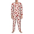 thumbnail image 3 of Fotbe Abstract Red Polka Dot Pijama de Hombre con Estampado de Manga Larga, Conjunto de 2 Piezas, Ropa de Dormir Suave y Cómoda con Bolsillos-Medium, 3 of 7