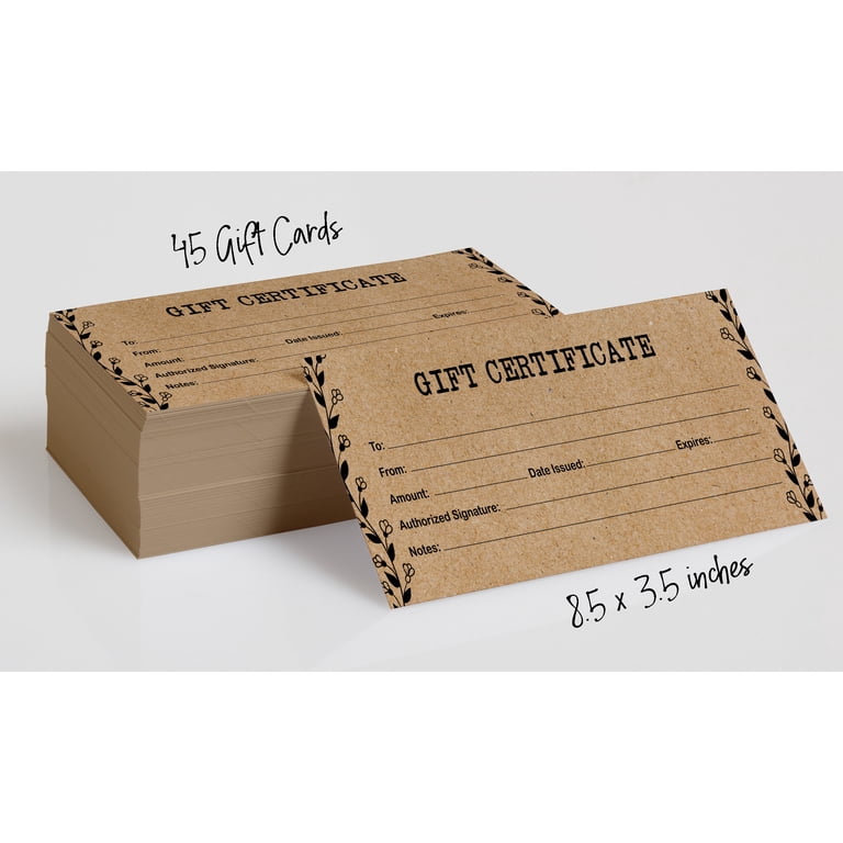 25-Pack Pink Gift Certificate Cards - 3.5x8 Inch Blank Business Vouchers For Salons, Restaurants & Retail