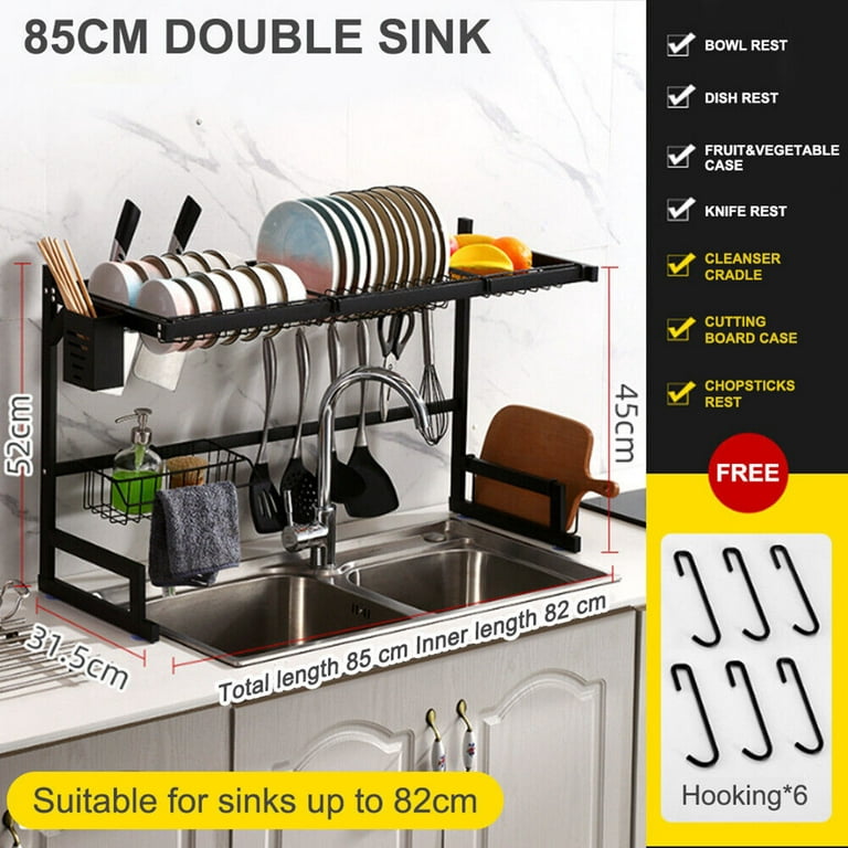 Over the Sink Dish Drying Rack - 3 Tier Stainless Steel Large Kitchen Rack  Dish Drainers for Home Kitchen Counter Storage, Shelf with Utensil Holder, Above  Sink Non-Slip Shelves Organizer 