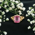 thumbnail image 3 of Rosec Jewels Solitaire Created Pink Sapphire Celtic Ring with Diamond for Women - 6X8 mm, 18K Yellow Gold, US 6.00, 3 of 8