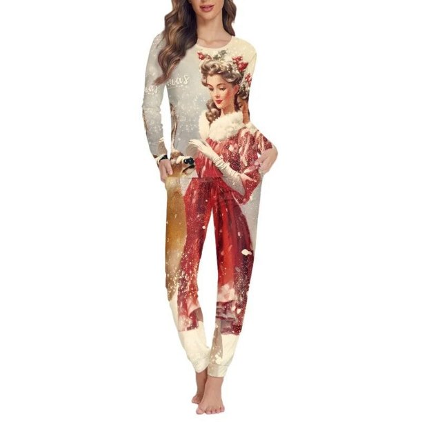 Conjunto de pijama informal para mujer, ropa de dormir de manga larga, traje elegante para el hogar, regalo de Navidad