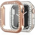 thumbnail image 1 of 2 Pack Bling Case for Apple Watch 40mm with Built-in Tempered Glass Screen Protector, iWatch Series 6 SE 5 4 All Round Protection Hard PC Full Edge Protective Diamond Cover Accessories for Women Girls, 1 of 5