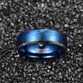 thumbnail image 2 of 8mm Lasa Plated Inner Blue Beveled Silver Tungsten Carbide Rings, 2 of 5