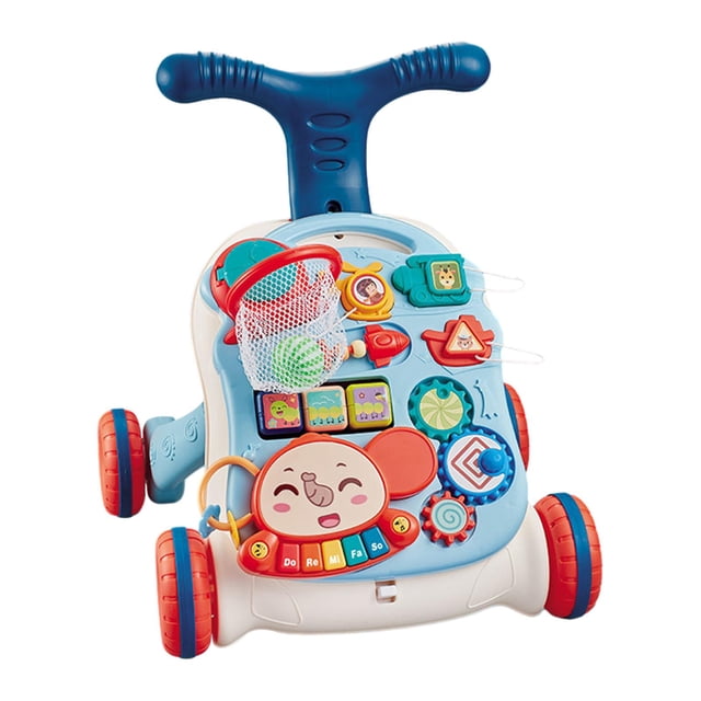 Andadores de empuje para bebés Juguete para caminar que aprende a caminar Práctico Educativo Temprano Azul
