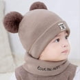 thumbnail image 3 of GRNSHTS Newborn Infant Kids Baby Boy Girl Pom Hat Winter Warm Knit Bobble Beanie Cap Scarf Set, 3 of 10