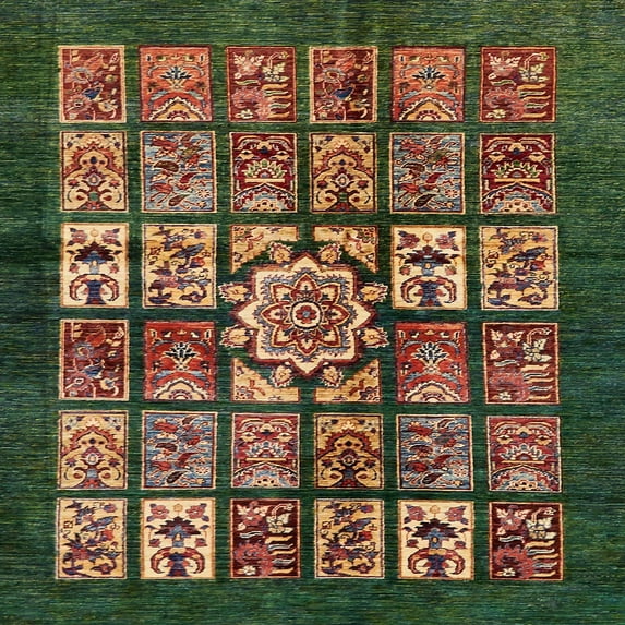 Ahgly Company Machine Washable Indoor Square Abstract Bakers Brown Area Rugs, 6' Square