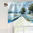 thumbnail image 5 of Tie Up Valances for Windows, Blue Green Spring Adjustable Valance Curtains Window Treatment for Living Room, Watercolor Flower Trees Nature Landscape Rod Pocket Kitchen Curtains & Drapes 54x18 Inch, 5 of 9