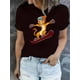 thumbnail image 1 of Women's Skiing Leopard Graphic Tee - Playful Animal Print, Casual Short Sleeve Crewneck T-Shirt, Lightweight & Comfortable for Summer Fun, 1 of 6