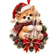 thumbnail image 3 of Cififendec Christmas 2D Acrylic Money Clip Ornament, Cute Animal Wreath Pendant with Santa Hat Plaid Scarf for Christmas Tree Cash Gift Display, 5.7", 3 of 9
