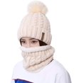 thumbnail image 1 of Womens Girls Winter Warm Pom Knit Ski Beanie Hat and Scarf Set, 1 of 7