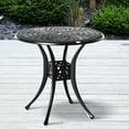 thumbnail image 3 of 30" Round Patio Table With Umbrella Hole, Cast Aluminum Antique Outdoor Bistro Table, Black. Weather-, Stable Ground Design Option Build, Legs, 3 of 5
