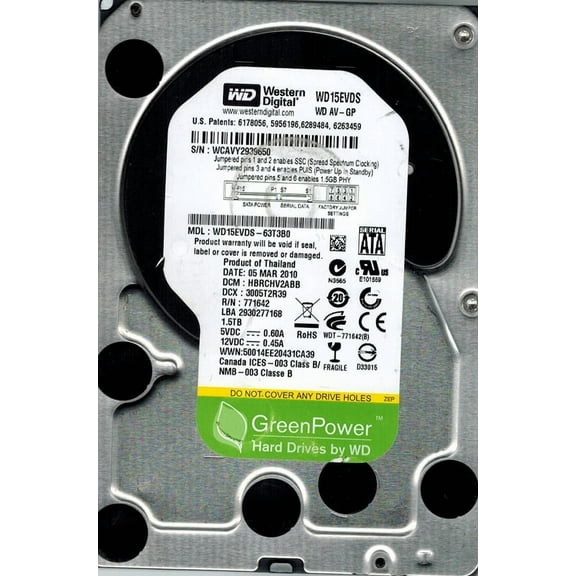 Western Digital WD15EVDS-63T3B0 1.5TB DCM: HBRCHV2ABB