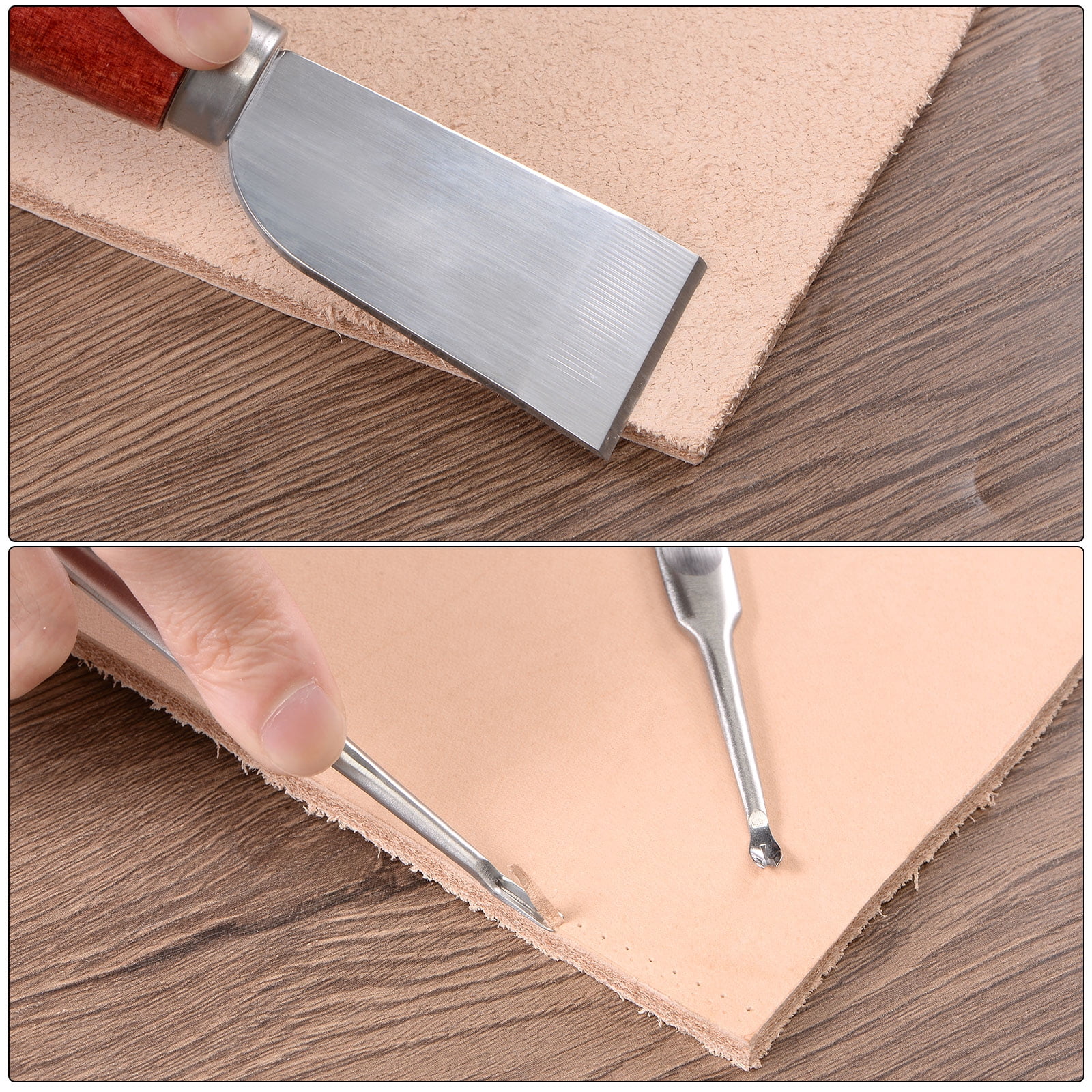 Uxcell Leather Knife Set, Edge Bevelers Cutting Knife Groover 3pcs Wood Burnisher Tool