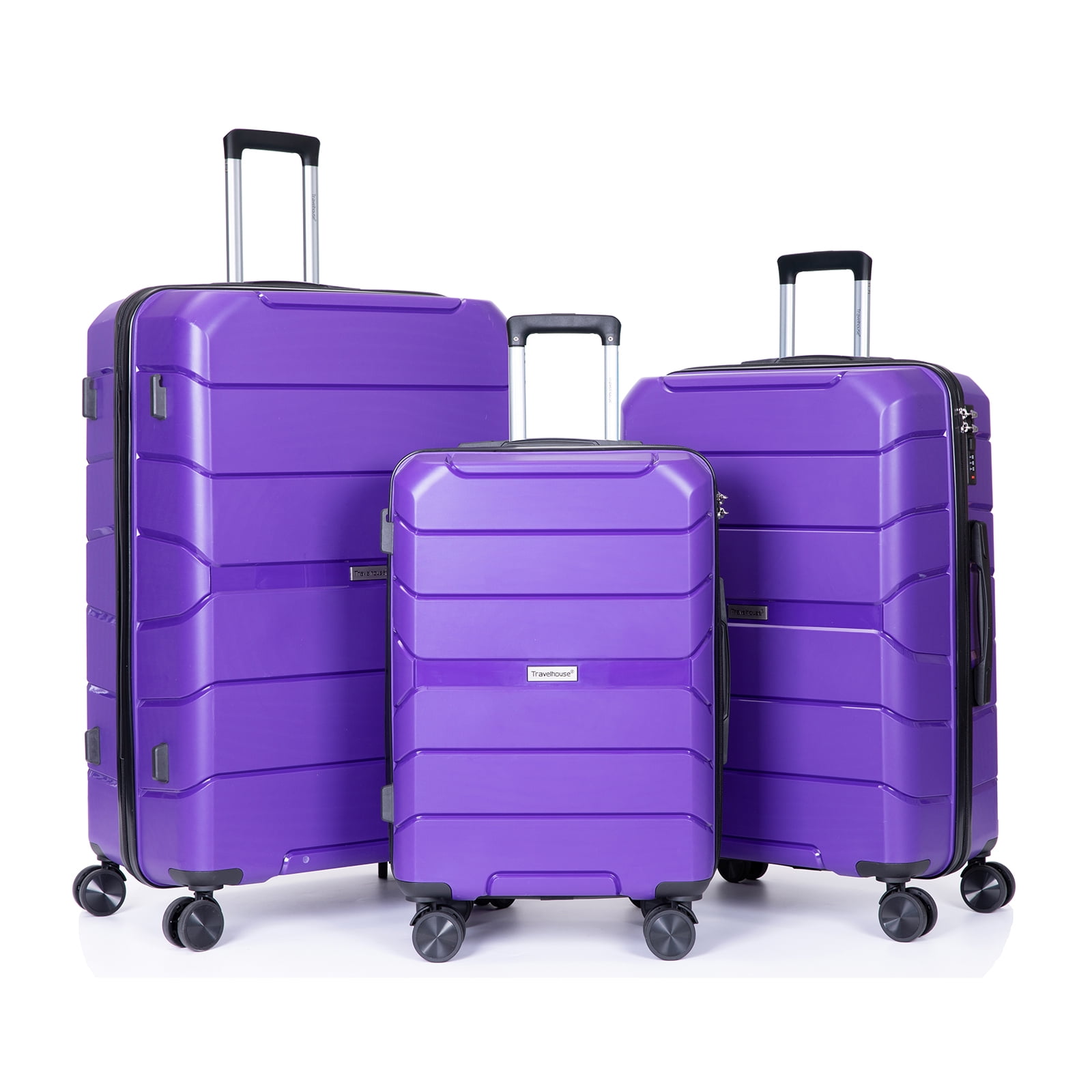 3 Piece Luggage Sets, Travelhouse Hard Shell Suitcase Set with TSA Lock ...