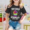 thumbnail image 2 of XAOFW Girl's T-Shirts 100 Days Of School Cartoon Print Short Sleeve Crewneck Tee Shirt Everyday Wear Fashionable T Shirt Daily Lounging Comfortable Trendy Top, 2 of 4