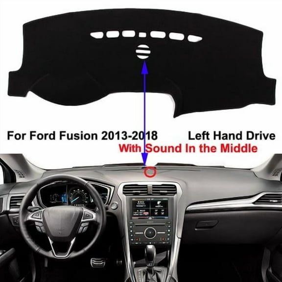 Leather Car Dashboard Protects Mat Dash Cover for Ford Fusion 2013- 2017 2018 With Sound Black