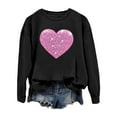thumbnail image 4 of Sweatshirt for Women Long Sleeved Crew Neck Heat Printed Pullover Tops Solid Color Casual Cozy Soft Winter Fall Women's Sweatshirts Black S, 4 of 5