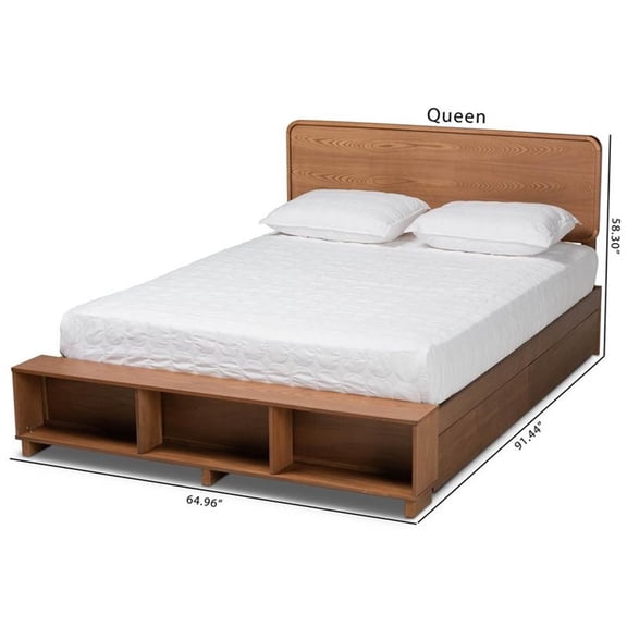 Baxton Studio Brown Finished Wood 4-Drawer Queen Size Platform Storage Bed