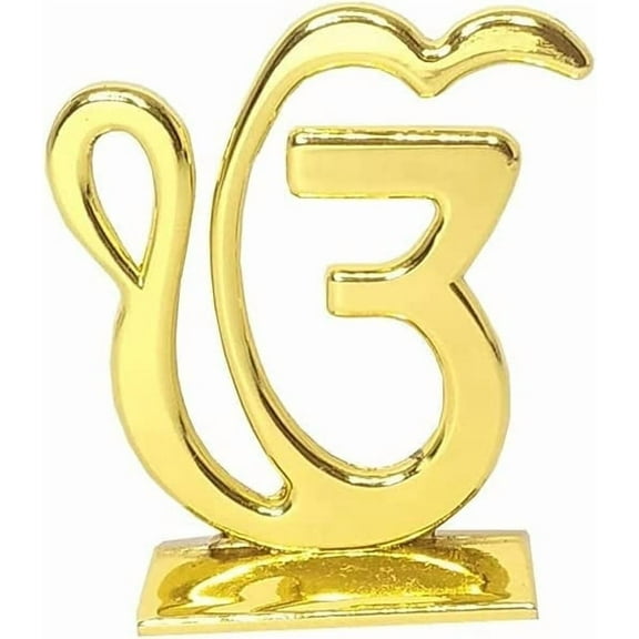 MASSIVE MART Hindu Religious Symbol Ek Onkar Idol Golden Metal Statue for Car Dashboard | Mandir Pooja Murti | Temple Puja | Home Decor | Office Showpiece