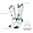 thumbnail image 4 of Xecao Anchors And Shells print thigh-high socks, crafted for both men and women with a stretchy, high-opaque design perfect for daily wear, 4 of 6