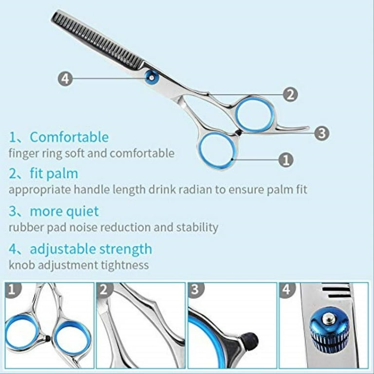 Professional Razor Edge Hair Cutting Thinning Shears Set - Barber Blending Shears & Stainless Steel Texturizing Scissors for Women, Men, Kids & Dogs TIKA