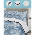 thumbnail image 4 of Quilts Twin-XL Size Bedding Set, Blue Coastal Lightweight Quilted Comforter, Nautical Starfish Coral Jellyfish Shell Sea Reversible Bedspread Coverlet with Pillow Covers for All Season, 68" x 98", 4 of 7
