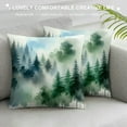 thumbnail image 3 of GOSMITH Pine Tree Throw Pillow Covers Watercolor Blue Green Square Rustic Style Natural Forest Fog Print Decorative Pillowcase Spring Summer Cushion Cover for Home Sofa Bed Outdoor, 3 of 5