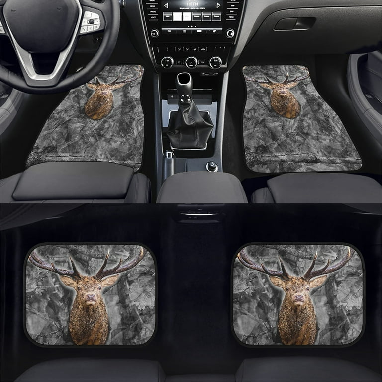 Dreaweet Hunting Camo Print Universal Car Floor Mats - 4-Piece Set, Front & Rear, Non-Slip
