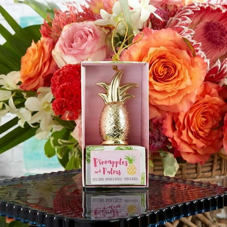 Kate Aspen Gold Pineapple Bottle Stopper - Set of 6 - Guest Gift, Party Favor or Decorations for Tropical Themed Weddings, Bridal Showers, Baby Showers, Luaus & More