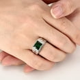thumbnail image 4 of NUNCAD Men's Wedding Engagement Rings Emerald Cut 8x10mm Created Onyx Green Emerald White Cubic Zirconia 925 Sterling Silver 11mm Bands Size 6-12, 4 of 5