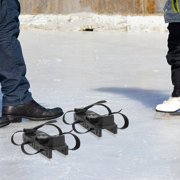 CRAFTHROU Crafthrou Black Plastic Ice Skates for Toddlers with Adjustable Straps