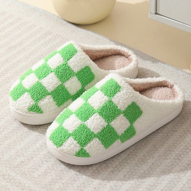 Pantuflas a cuadros para hombre y mujer (2023), cálidas, suaves y acogedoras, de algodón, para uso en interiores, hogar y regalo.