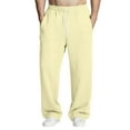 thumbnail image 2 of Dwelliawo Men's Sweatpants Open Bottom Straight Leg Workout Pant Athletic Lounge Loose Sweatpant with Pocket Fall Casual Pants Yellow 3XL, 2 of 7