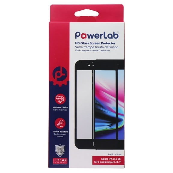 PowerLab HD Glass Screen Protector for Apple iPhone SE (3rd/2nd Gen) - Clear