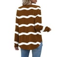 thumbnail image 6 of Womens Long Sleeve T-Shirts Long Sleeve Chest Pocket Button Henley Neck Striped Graphic Tunic Tops Loose Casual Tees (L, Brown 01), 6 of 7