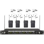 GTD Audio VHF Wireless Microphone System with 4 Headset, Lavalier (Lapel) mics 380L