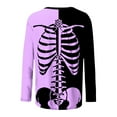 thumbnail image 5 of Raeneomay Women Tops Long Sleeve Shirts for Women Fashion Tees Casual Color Matching Skeleton Print Round Neck Loose T Shirt Shirt, 5 of 5
