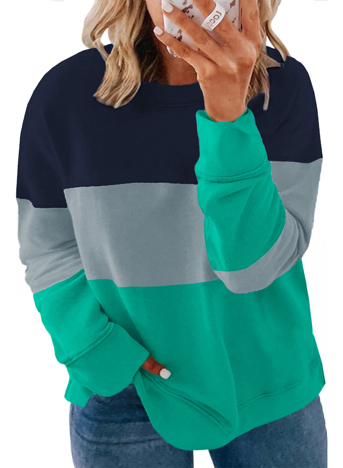 FARYSAYS Women's Plus Size Sweatshirt Casual Long Sleeve Shirts Crew ...