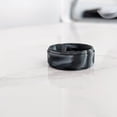 thumbnail image 5 of Black Marble Step Edge Breathable Silicone Ring for Men 9mm Bandwidth, 5 of 7