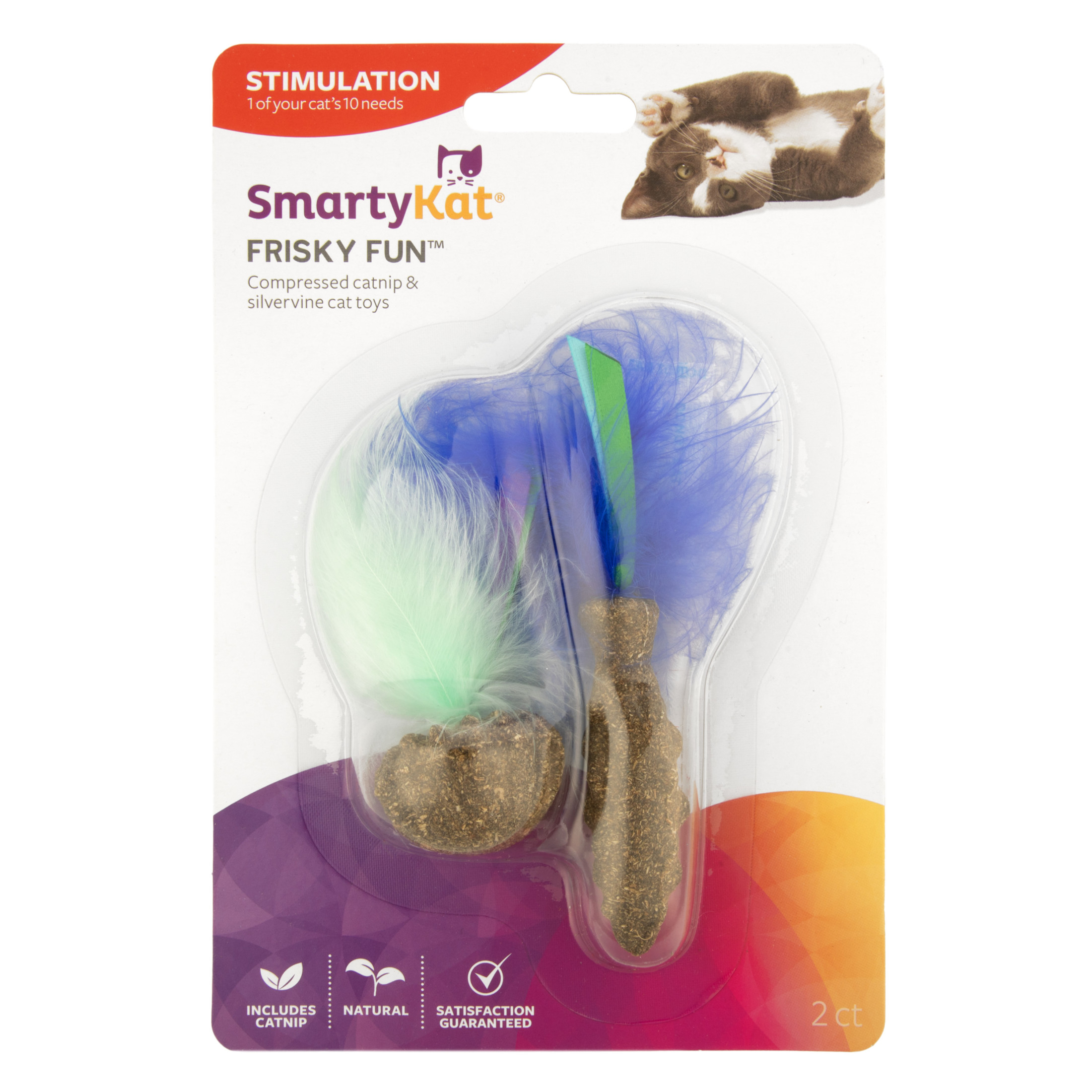 SmartyKat Frisky Fun Compressed Catnip and Silvervine Cat Toys, Set of 2