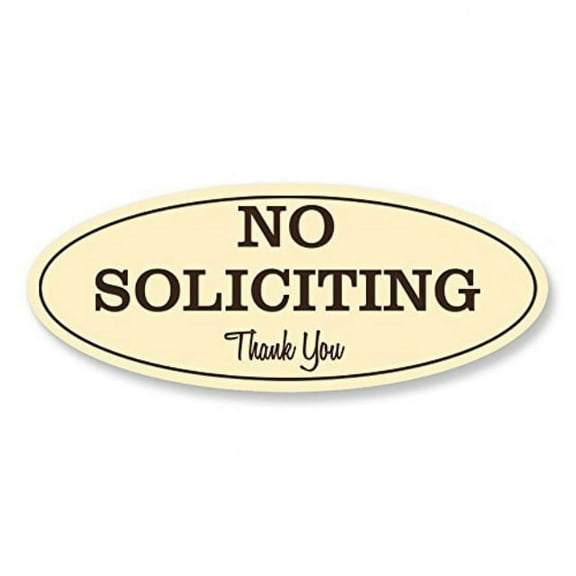 Oval No Soliciting Sign (Ivory) Durable Home Privacy Plaque for Do Not Disturb | Weather Resistant Outdoor Warning - Small