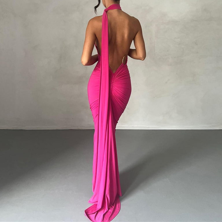 knee length dresses for ladies Hot Pink Floral Slip Midi Dress – Gabi Swimwear main image 1