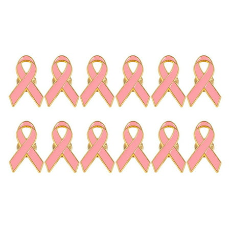 Breast Cancer Awareness Lapel Pins - 12-Pack Pink Ribbon Pins - Hope Ribbon Lapel Pins for Charity Recognition, Public Event, Fundraiser, Survivor Campaign, Pink, 1.2 x 0.6