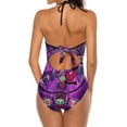 thumbnail image 3 of Invader Zim Women's Swimwear Strap One Piece Backless Tummy Control V Neck Swimsuit Summer Beach Vacation Bathing Suit, 3 of 7