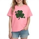 thumbnail image 2 of Blusas y camisas de manga corta con cuello redondo para niños y niñas, camisetas gráficas de manga corta, blusas con estampados bonitos para la temporada escolar., 2 of 9