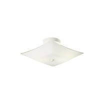 Design House Modern 11" White 2-Light Frosted Glass Semi-Flush Ceiling Mount