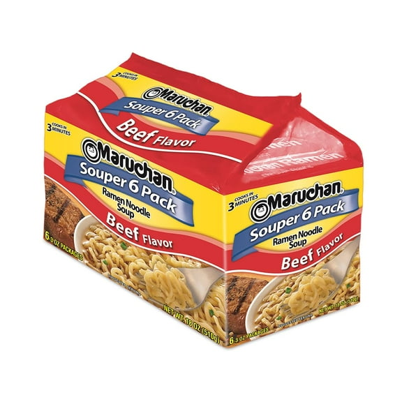 (Pack of 2) Maruchan Ramen Noodles, Beef, 6 Ct, 3 Ounce (Pack of 1)